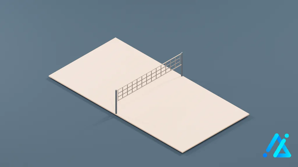 Low-Poly Volleyball Court 01 — 3D model preview