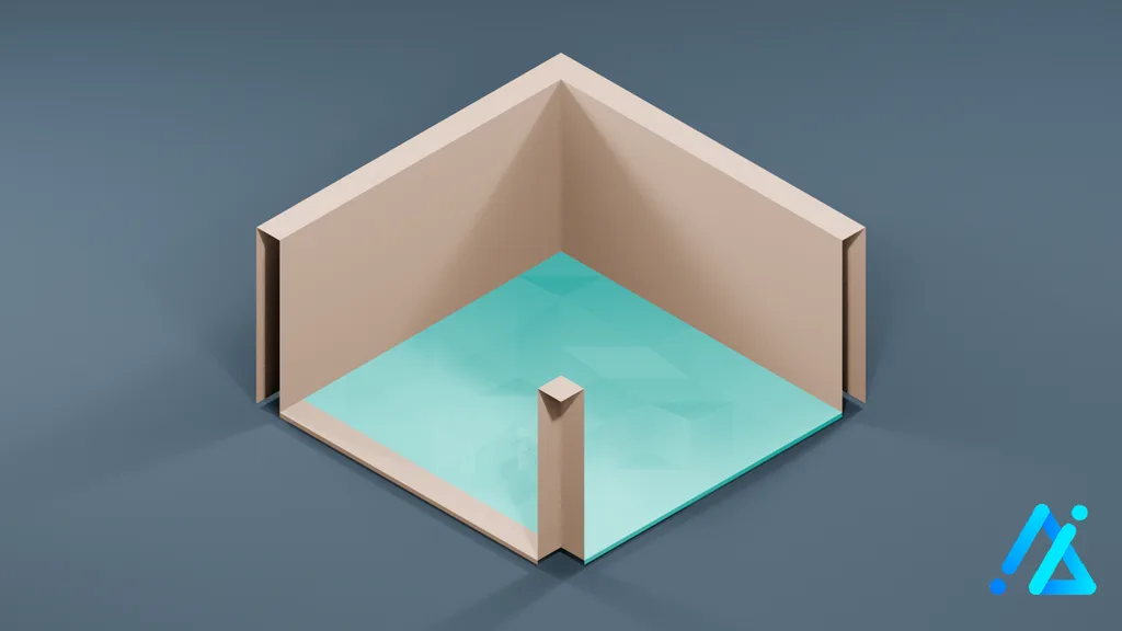 Low-Poly Water Channel Section 03 — 3D model preview