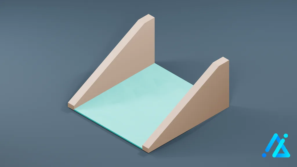 Low-Poly Water Channel Section 04 — 3D model preview