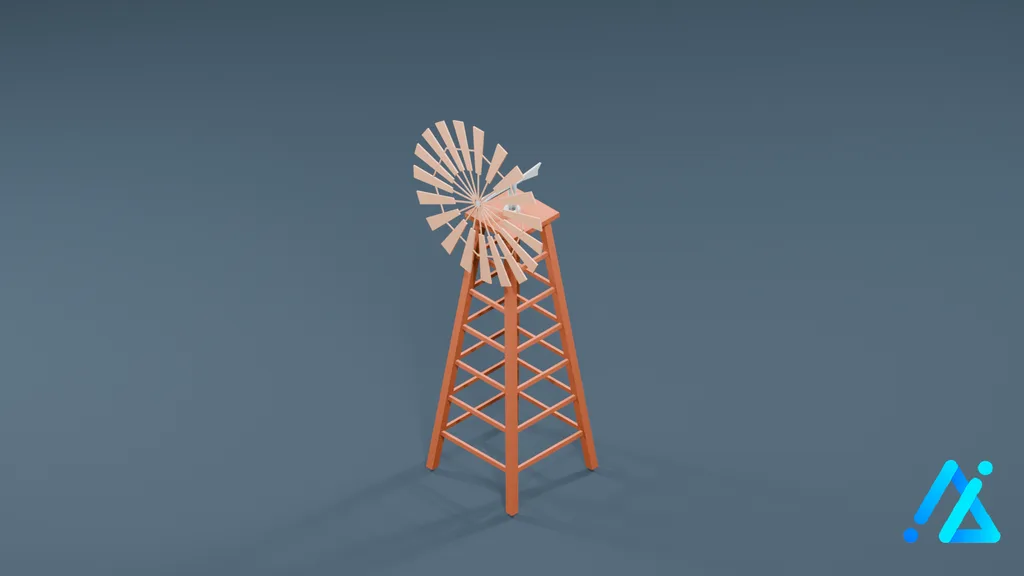 Low-Poly Farm Windmill — 3D model preview