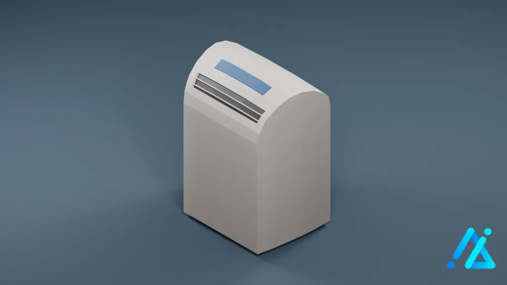 Low-Poly Portable Air Conditioner 01 — White — 3D model preview