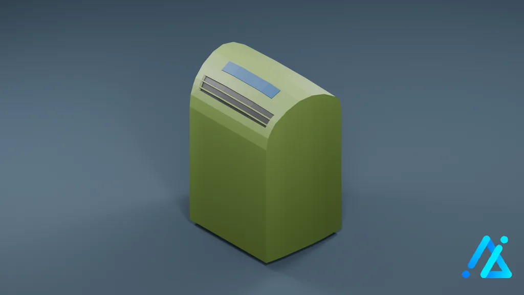 Low-Poly Portable Air Conditioner 01 — Green — 3D model preview