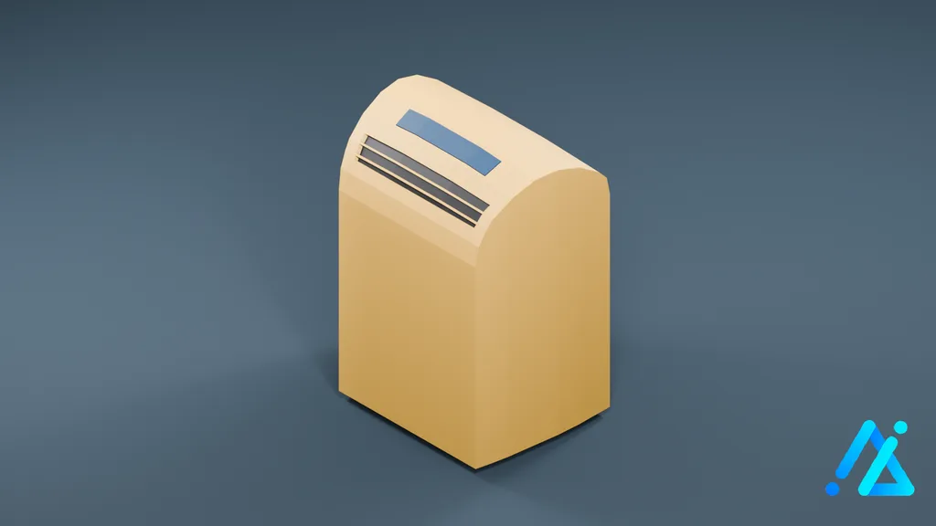 Low-Poly Portable Air Conditioner 01 — Cream — 3D model preview