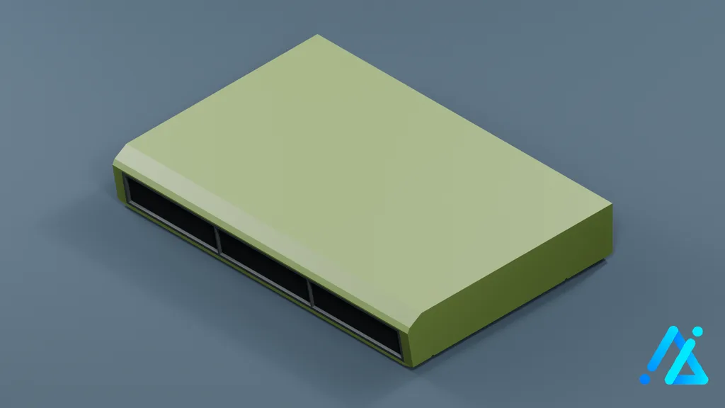 Low-Poly Flat Air Conditioner Unit 06 — Green — 3D model preview