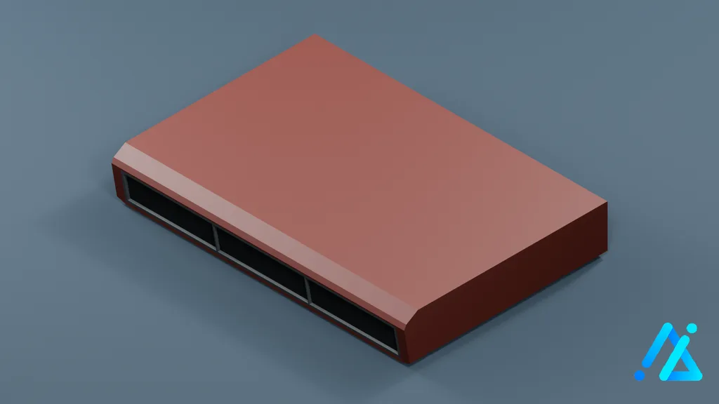 Low-Poly Flat Air Conditioner Unit 06 — Red — 3D model preview