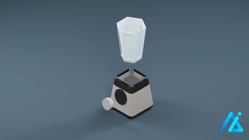 Low-Poly Countertop Blender 01 — White — 3D model preview