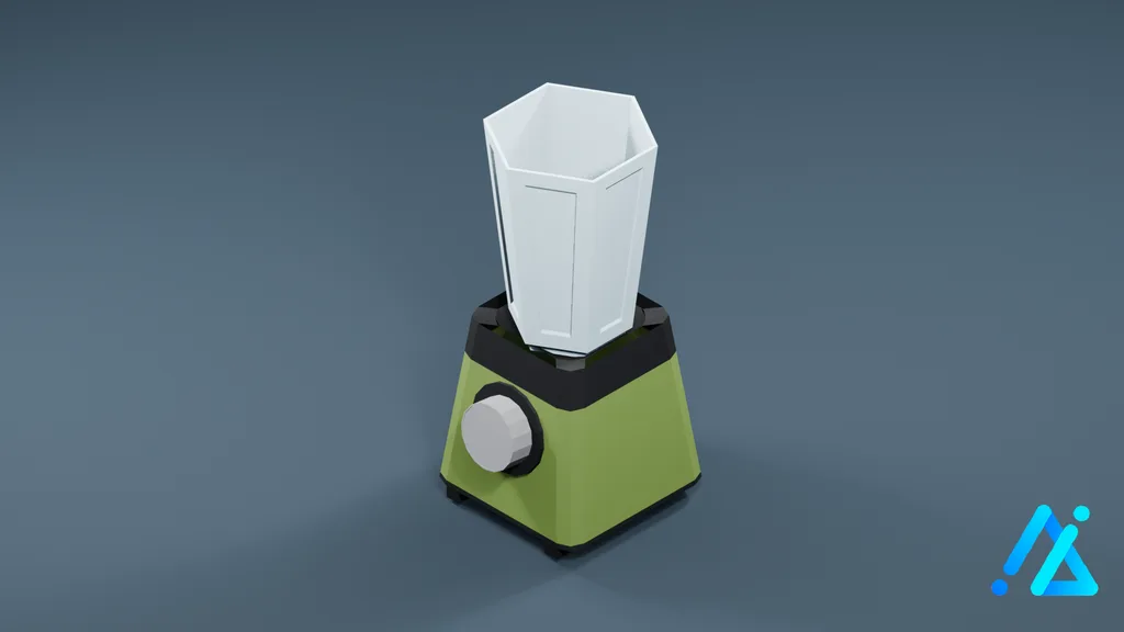 Low-Poly Countertop Blender 01 — Green — 3D model preview