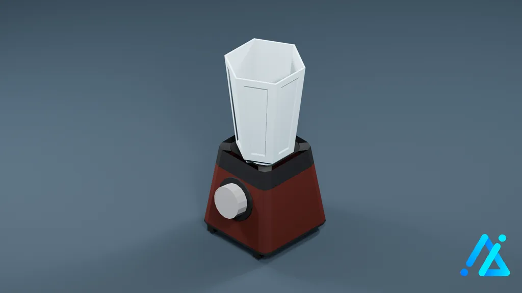 Low-Poly Countertop Blender 01 — Red — 3D model preview