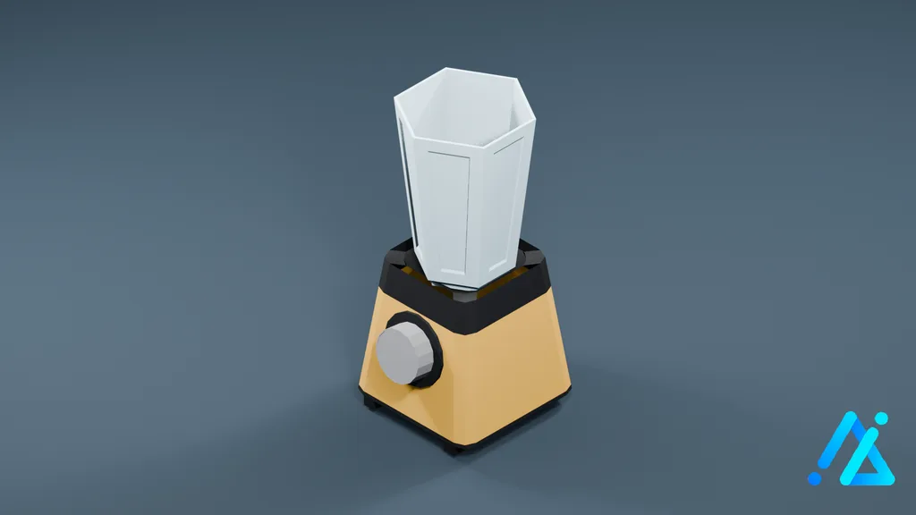 Low-Poly Countertop Blender 01 — Cream — 3D model preview
