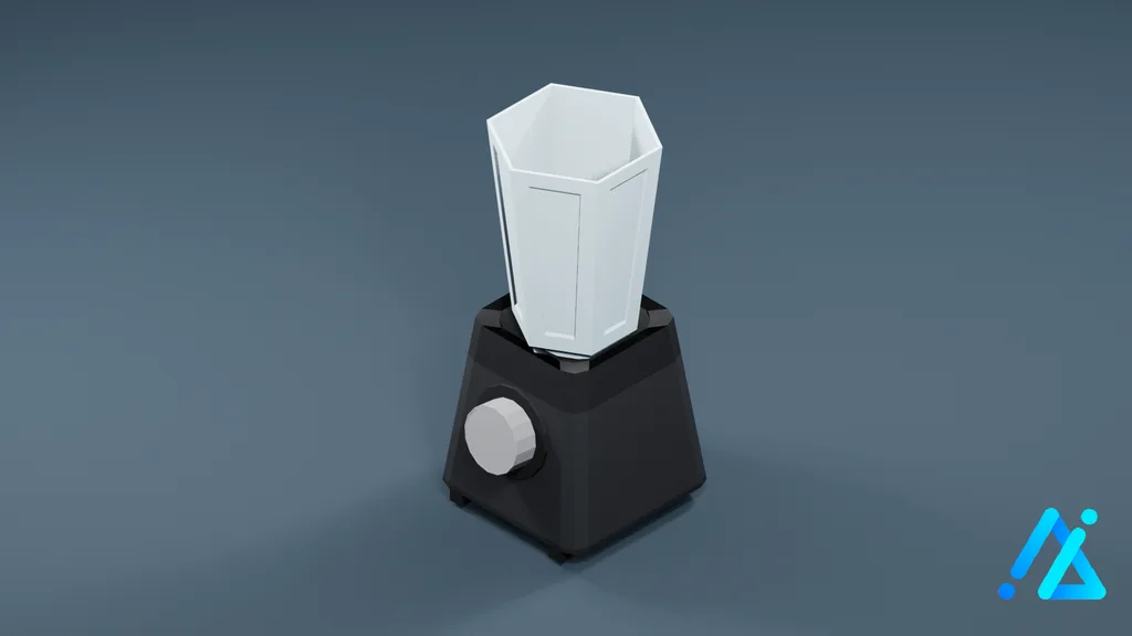 Low-Poly Countertop Blender 01 — Charcoal — 3D model preview
