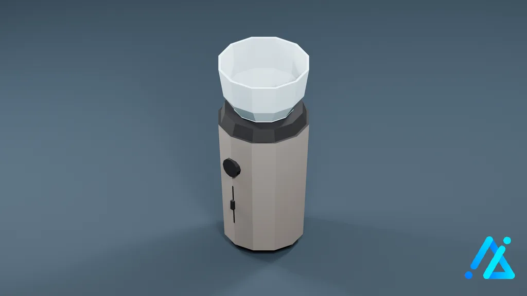 Low-Poly Electric Coffee Grinder 01 — White — 3D model preview
