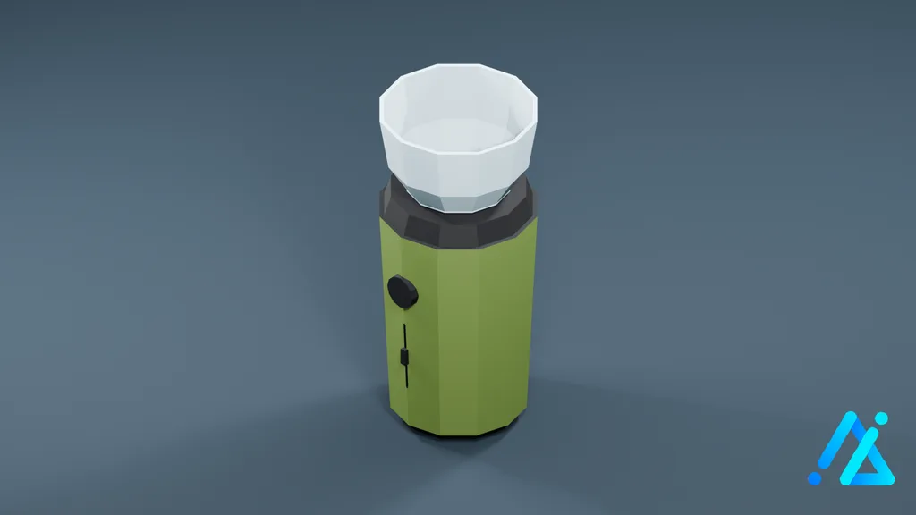 Low-Poly Electric Coffee Grinder 01 — Green — 3D model preview