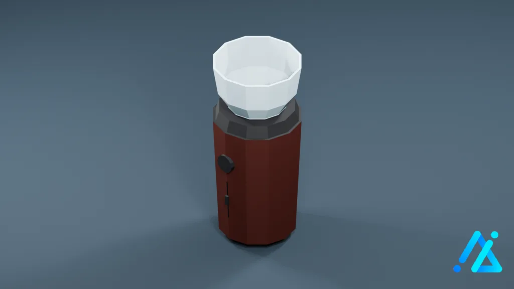 Low-Poly Electric Coffee Grinder 01 — Red — 3D model preview