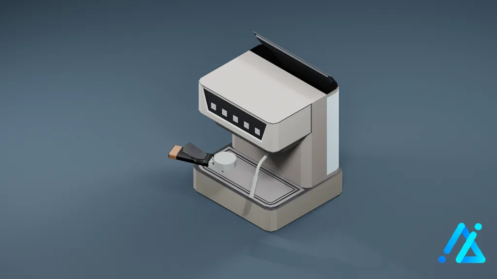 Low-Poly Espresso Machine 01 — White — 3D model preview