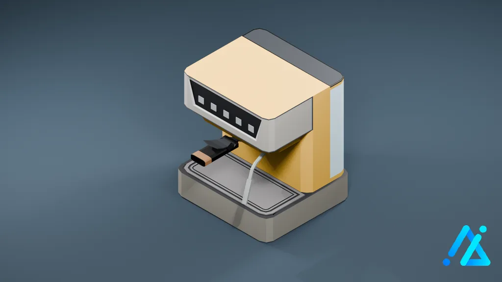 Low-Poly Espresso Machine 01 — Cream — 3D model preview