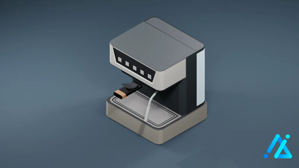 Low-Poly Espresso Machine 01 — Charcoal — 3D model preview