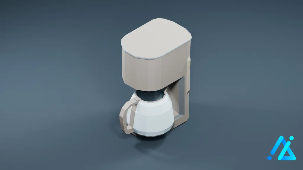 Low-Poly Drip Coffee Maker 02 — White — 3D model preview