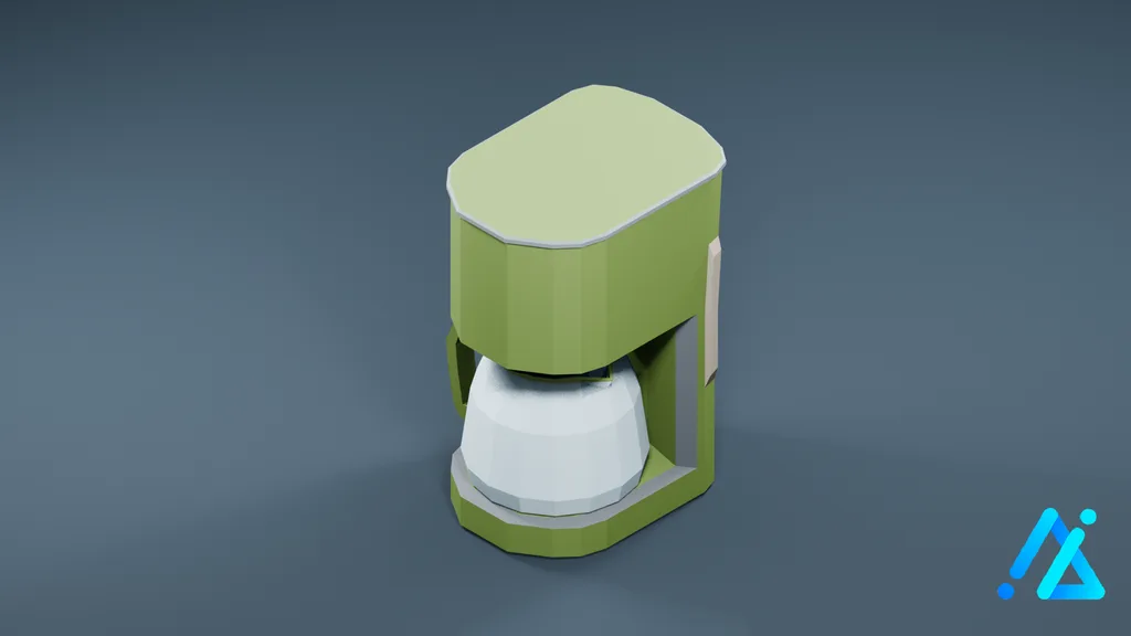 Low-Poly Drip Coffee Maker 02 — Green — 3D model preview