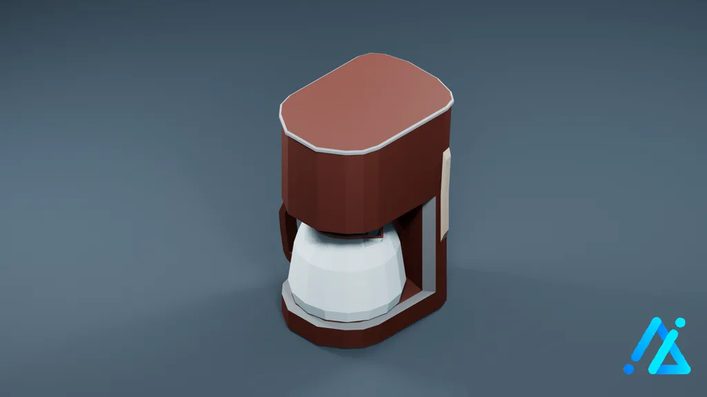 Low-Poly Drip Coffee Maker 02 — Red — 3D model preview