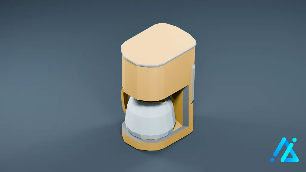 Low-Poly Drip Coffee Maker 02 — Cream — 3D model preview
