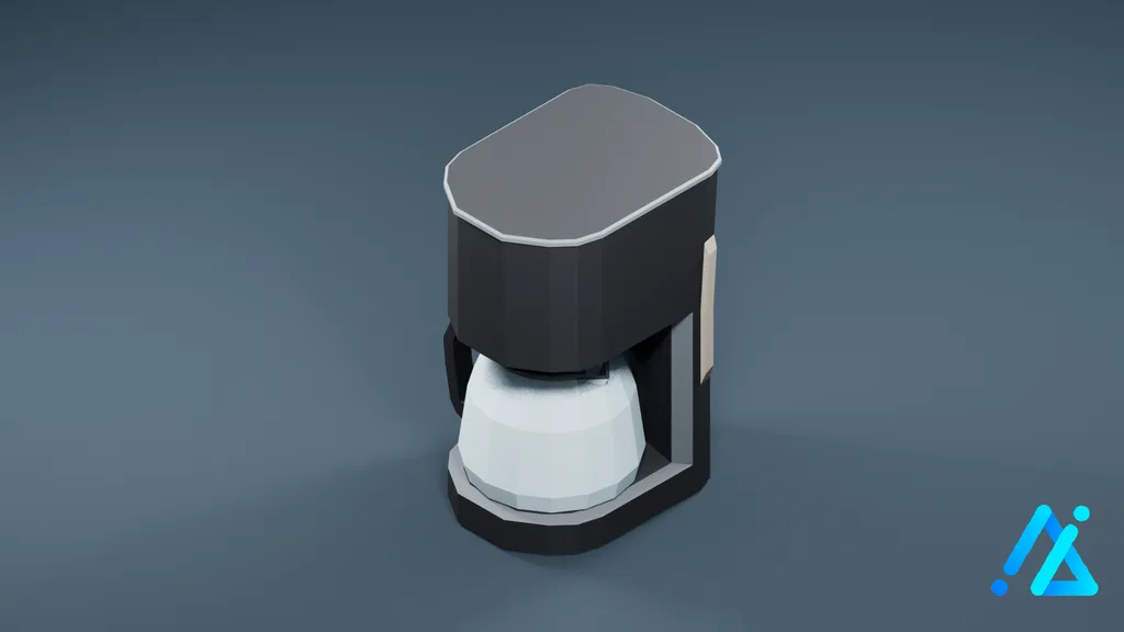 Low-Poly Drip Coffee Maker 02 — Charcoal — 3D model preview
