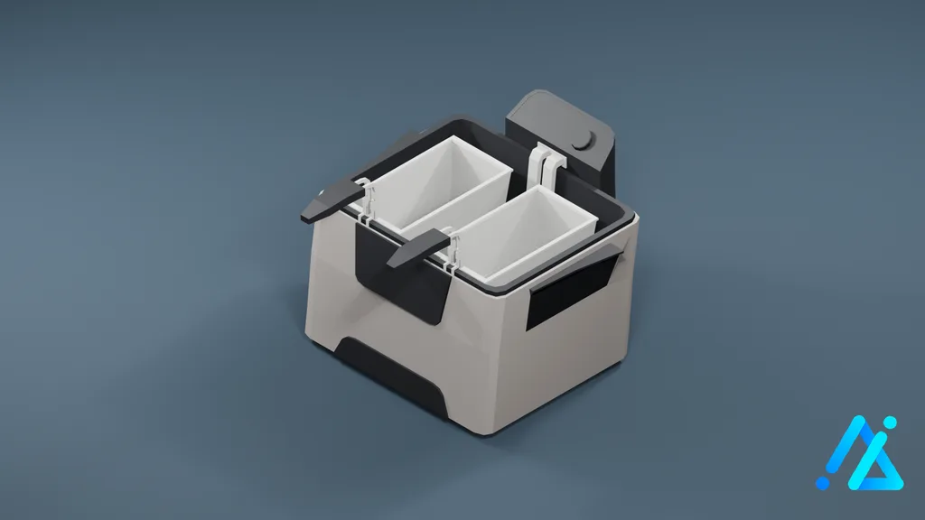 Low-Poly Countertop Deep Fryer 01 — Silver — 3D model preview