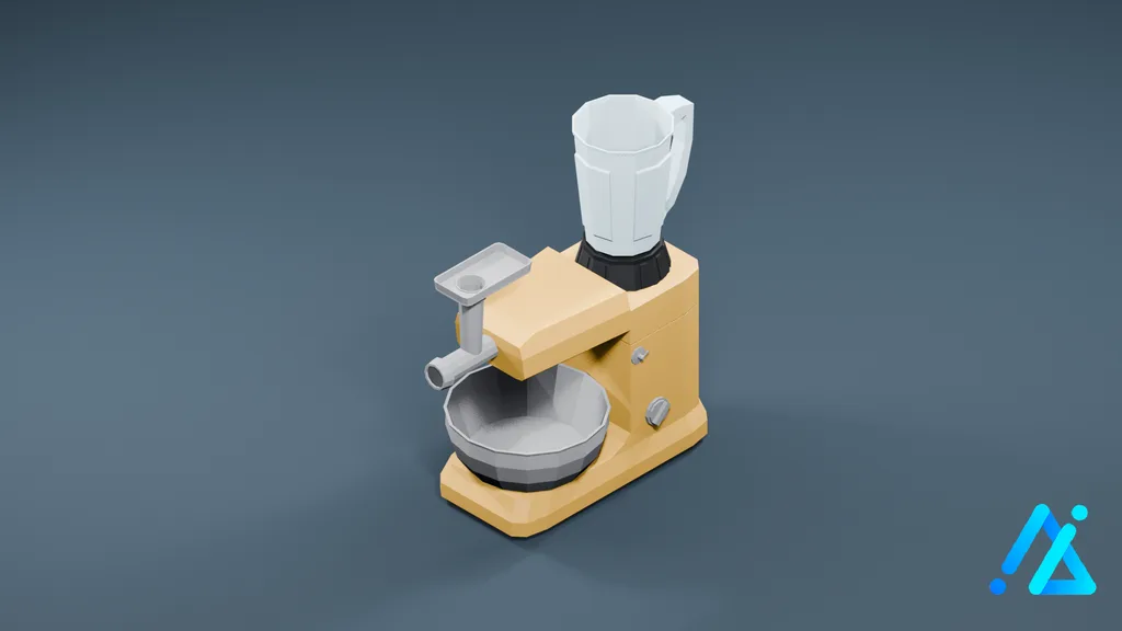 Low-Poly Food Processor 01 — Cream — 3D model preview