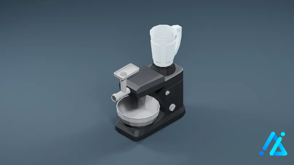 Low-Poly Food Processor 01 — Charcoal — 3D model preview