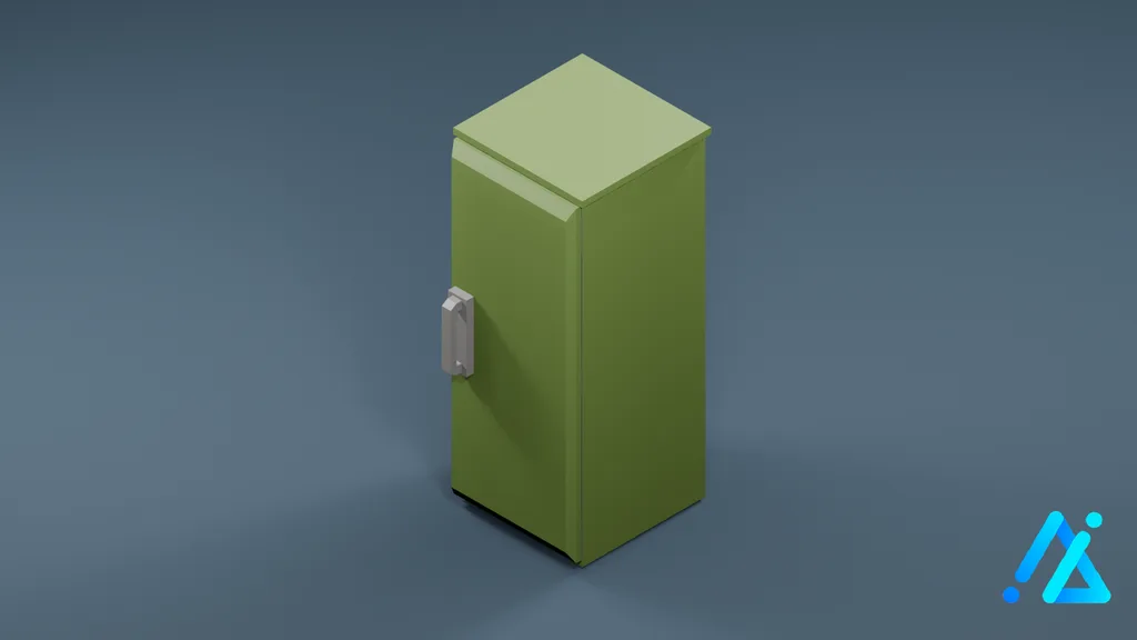 Low-Poly Tall Freezer 01 — Green — 3D model preview