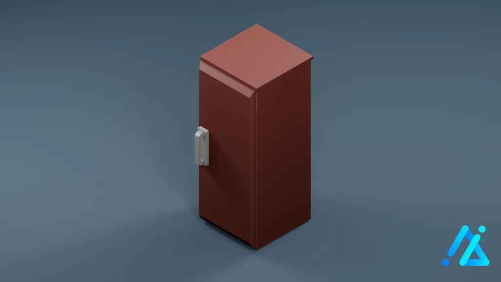 Low-Poly Tall Freezer 01 — Red — 3D model preview