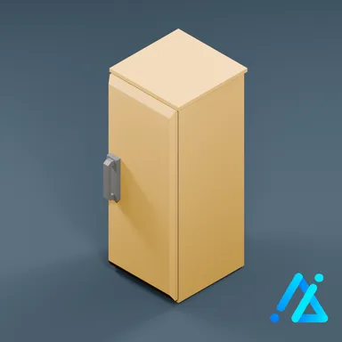 Low-Poly Tall Freezer 01 — Cream
