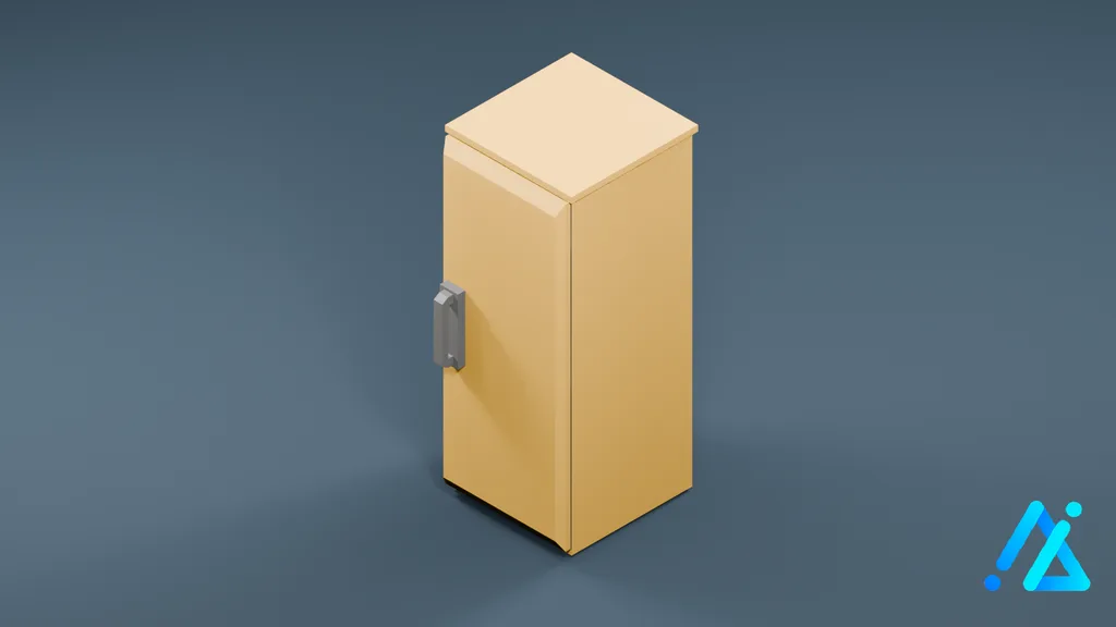 Low-Poly Tall Freezer 01 — Cream — 3D model preview