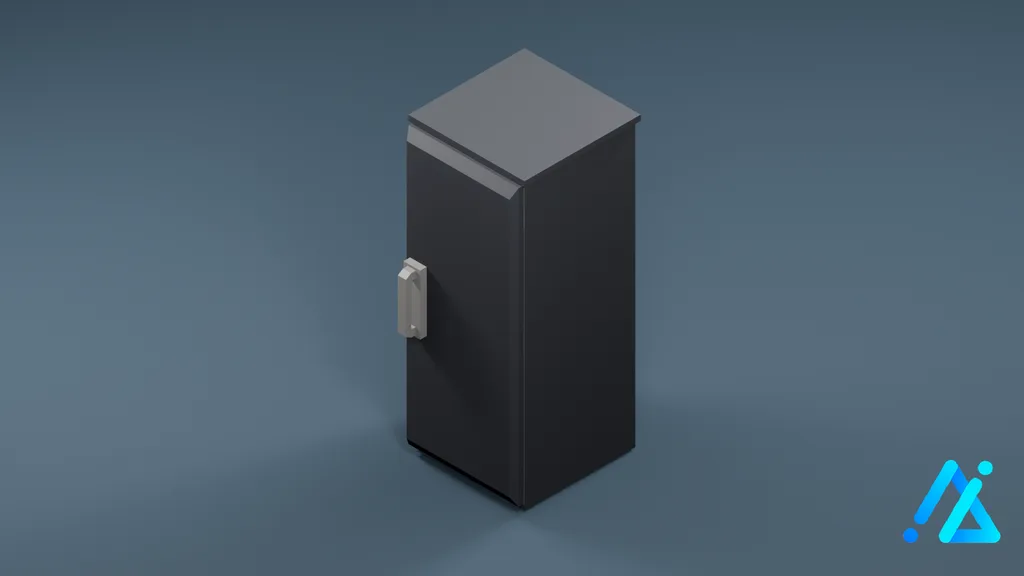 Low-Poly Tall Freezer 01 — Charcoal — 3D model preview