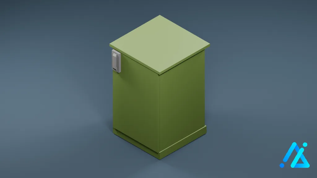 Low-Poly Compact Freezer 01 — Green — 3D model preview