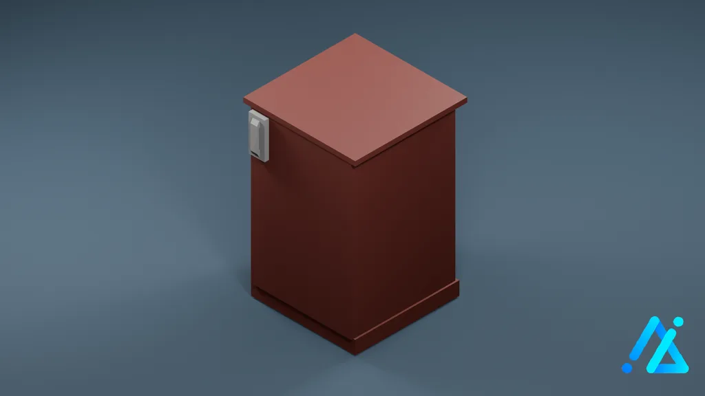 Low-Poly Compact Freezer 01 — Red — 3D model preview