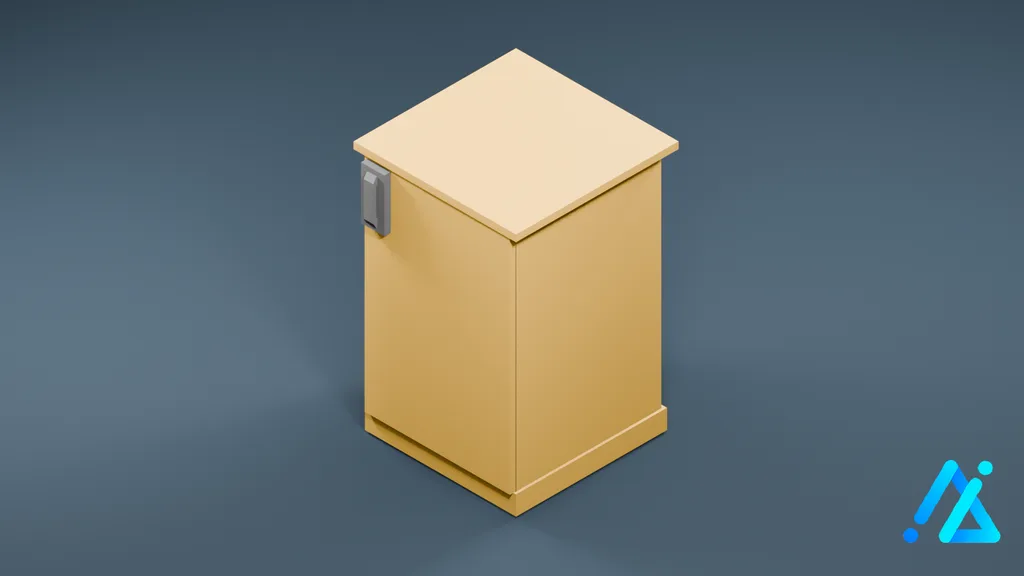 Low-Poly Compact Freezer 01 — Cream — 3D model preview