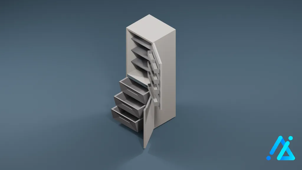 Low-Poly Refrigerator 01 — White — 3D model preview