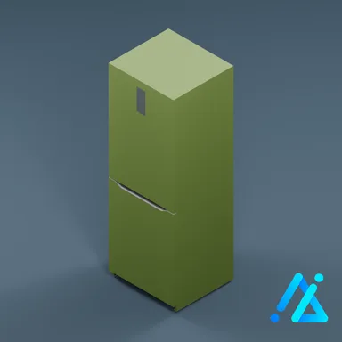 Low-Poly Refrigerator 01 — Green