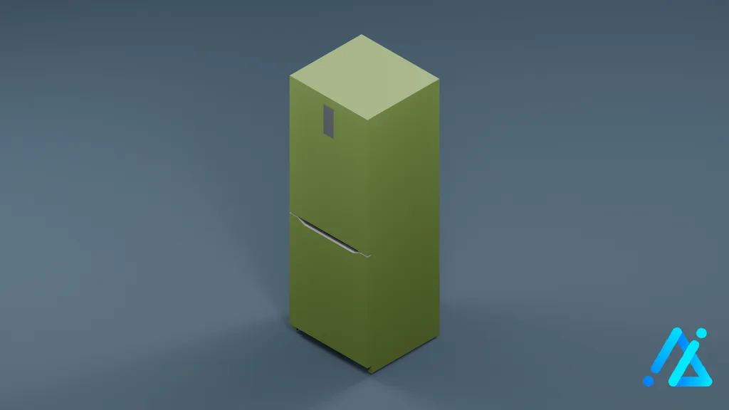 Low-Poly Refrigerator 01 — Green — 3D model preview