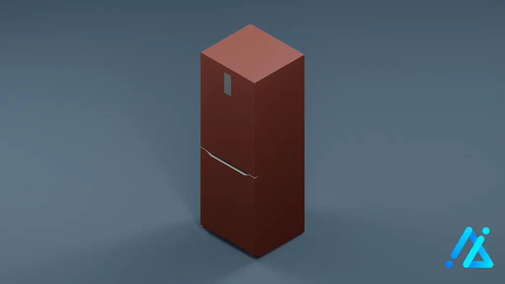 Low-Poly Refrigerator 01 — Red — 3D model preview