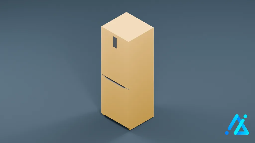 Low-Poly Refrigerator 01 — Cream — 3D model preview