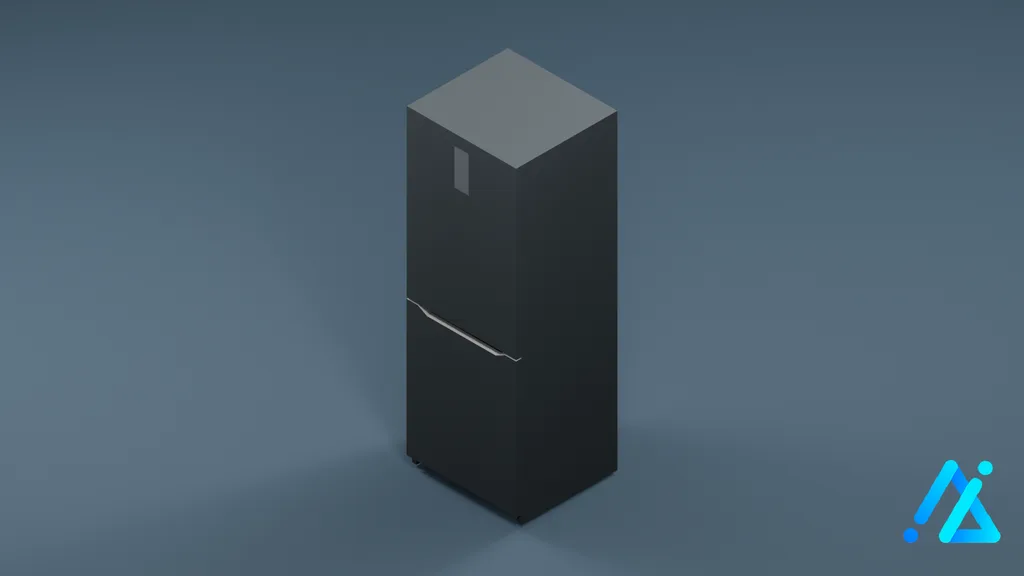 Low-Poly Refrigerator 01 — Charcoal — 3D model preview