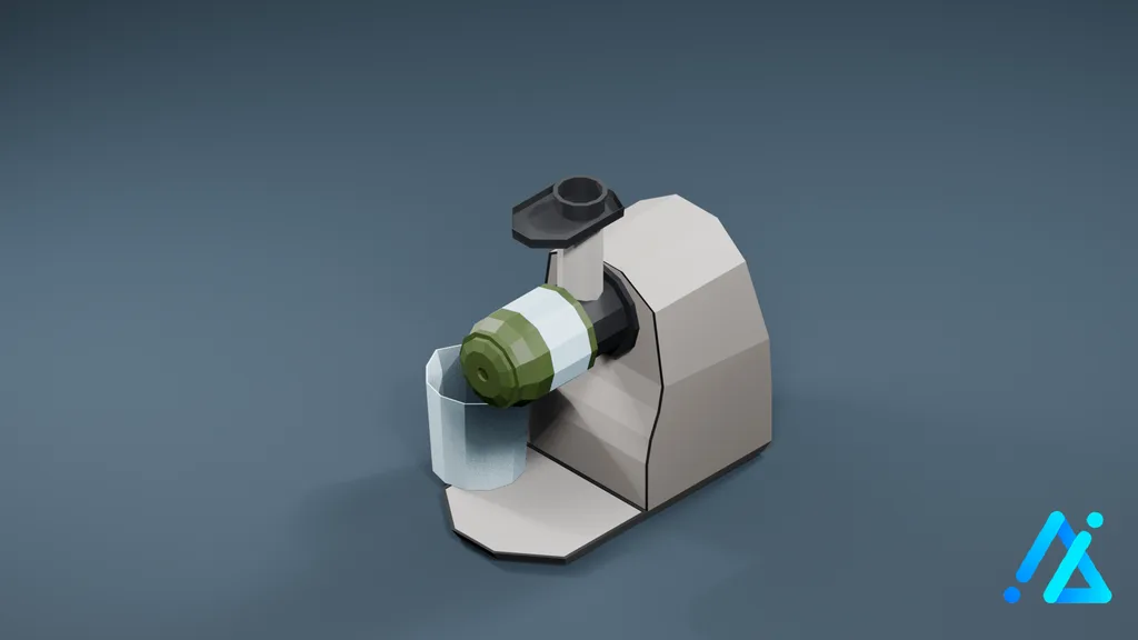 Low-Poly Countertop Juicer 01 — Silver — 3D model preview