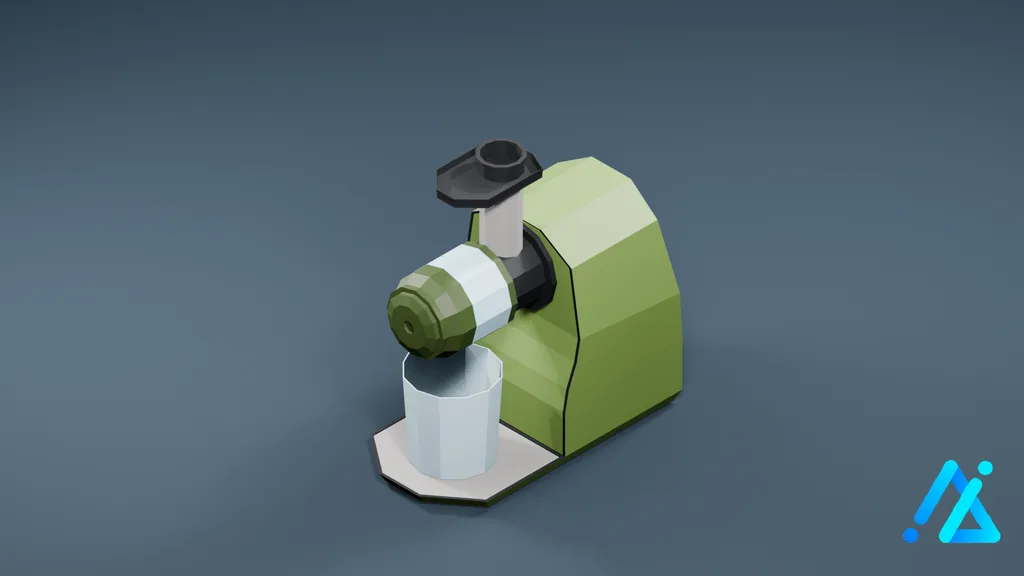 Low-Poly Countertop Juicer 01 — Green — 3D model preview