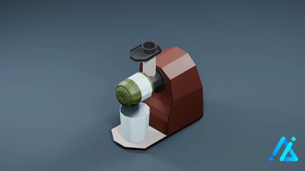 Low-Poly Countertop Juicer 01 — Red — 3D model preview