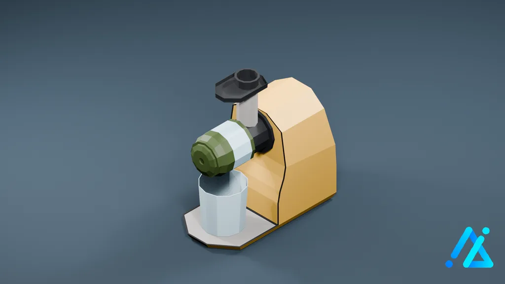 Low-Poly Countertop Juicer 01 — Cream — 3D model preview