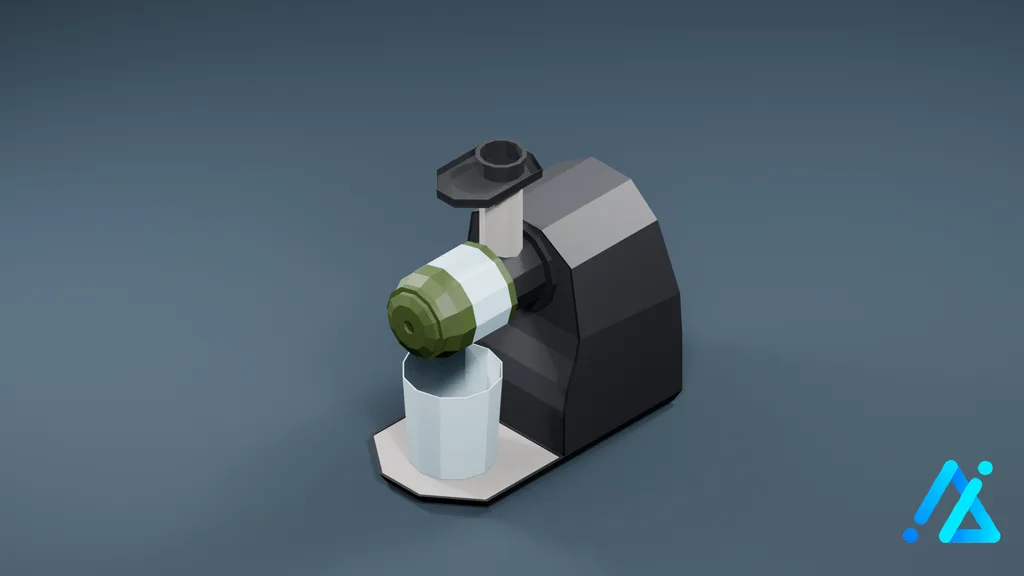 Low-Poly Countertop Juicer 01 — Charcoal — 3D model preview