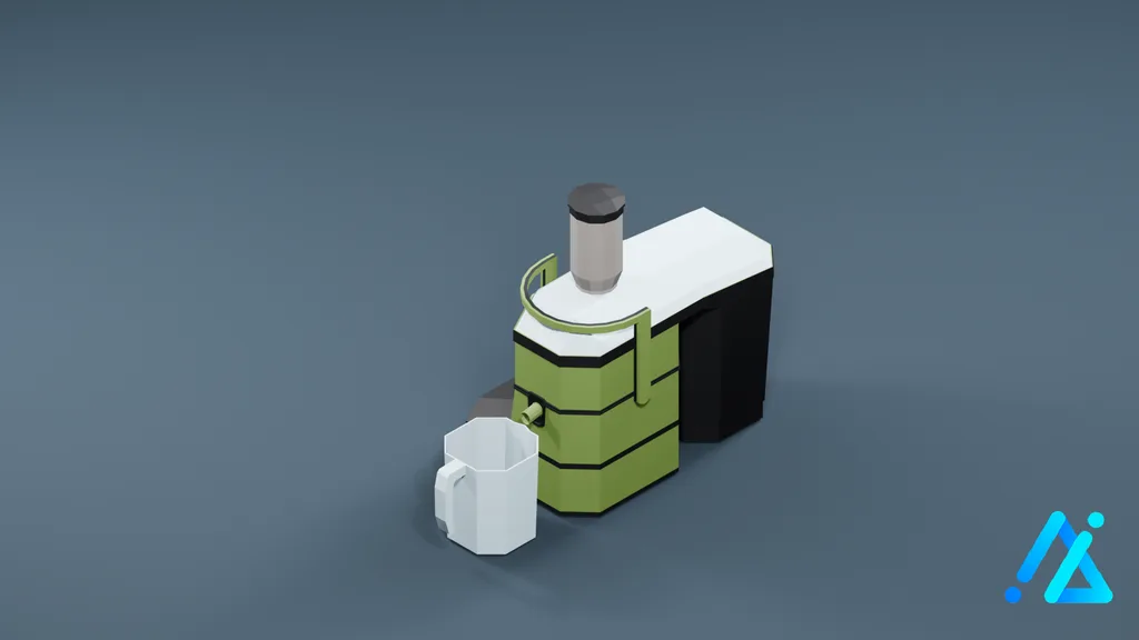 Low-Poly Modern Juicer 01 — Green — 3D model preview