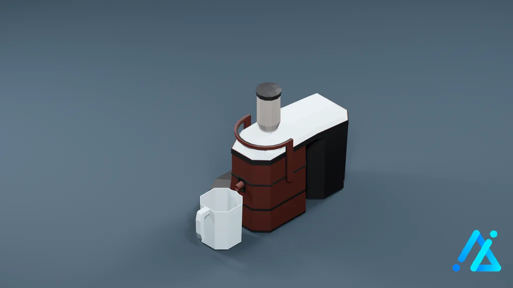 Low-Poly Modern Juicer 01 — Red — 3D model preview