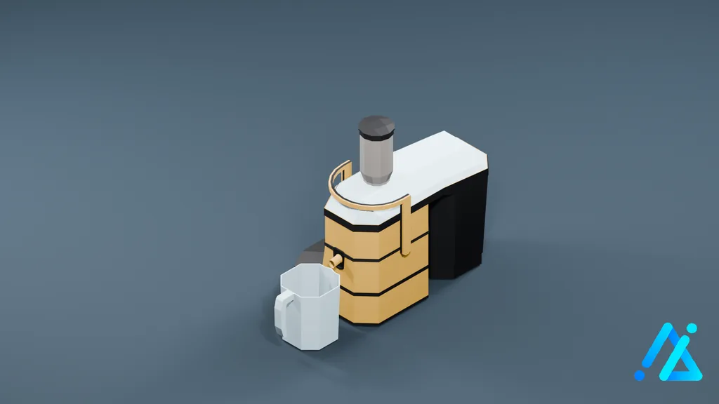 Low-Poly Modern Juicer 01 — Cream — 3D model preview